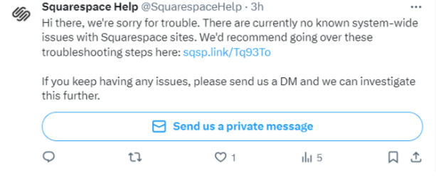 Contact Squarespace's Twitter (X) Handle