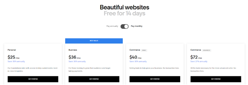 Squarespace Pricing 