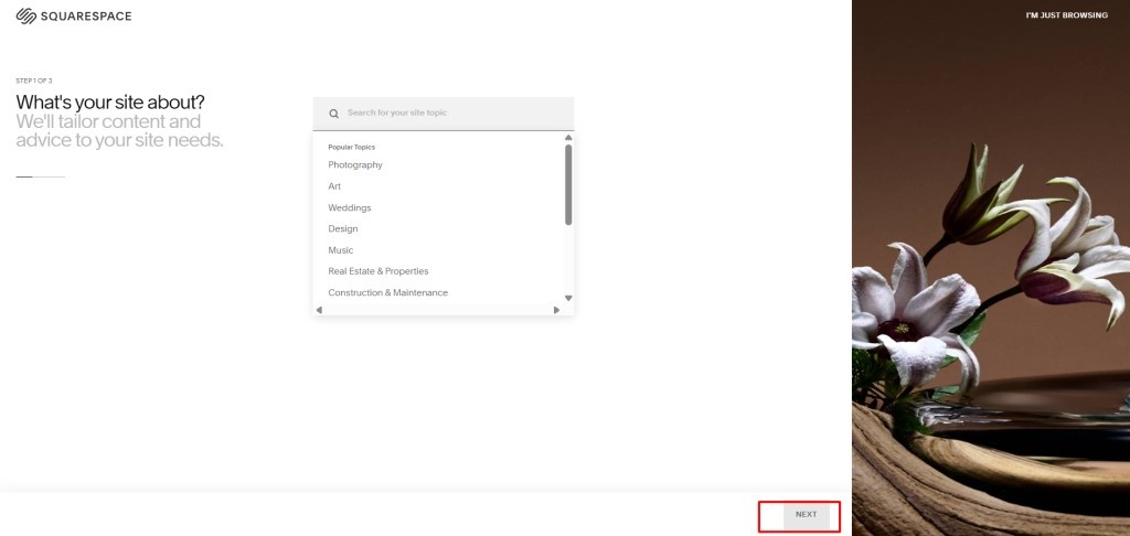 Select The Category Of Website 